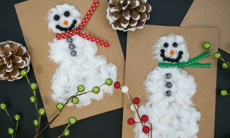 Give this holiday a personal touch by creating these easy and affordable DIY Cotton Ball Snowman Christmas cards! 
