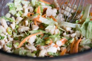 lettuce,carrots,onions,miracle whip,dressing