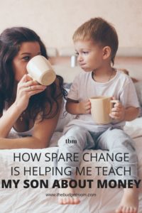 Fun FREE Saving Worksheet! These are great tips to teach your young child about money. I love the idea of using spare change for allowances, money identification, and saving habits. It's important to start teaching good money habits early and this post has some fun ways to do it! Check it out!