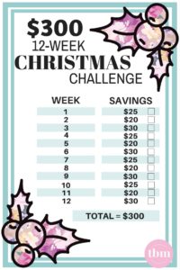 $300 12-week christmas savings challenge