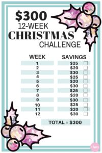 $300 12-week christmas savings challenge worksheet free image