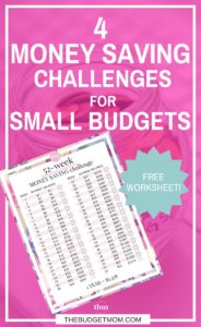4 Money Saving Challenges Worksheet Printable Free Small Budget