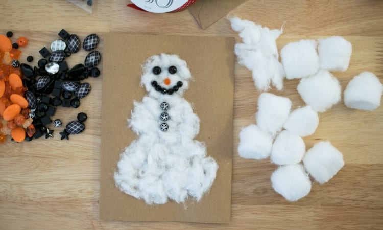 Give this holiday a personal touch by creating these easy and affordable DIY Cotton Ball Snowman Christmas cards! 