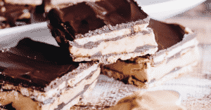 Delicious layers of chocolate, peanut butter, and graham crackers.