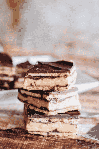 Delicious layers of chocolate, peanut butter, and graham crackers.