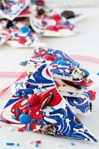 This simple and fun no-bake bark recipe is perfect for Memorial Day or Independence Day! So simple, even your kids can make it!