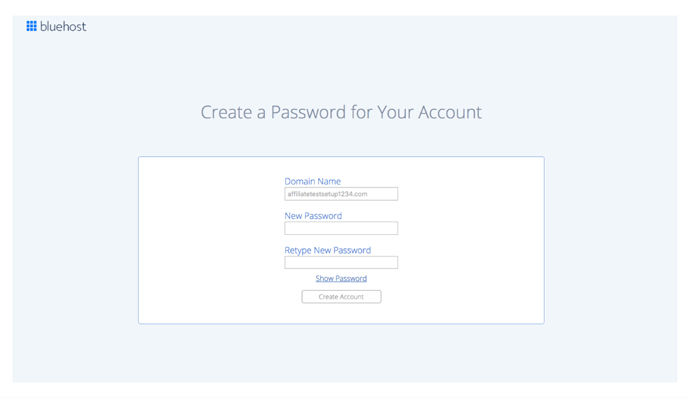 Bluehost password