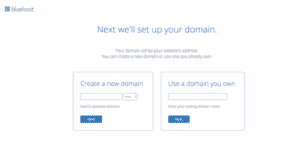 Choose a domain name when setting up a blog with Bluehost