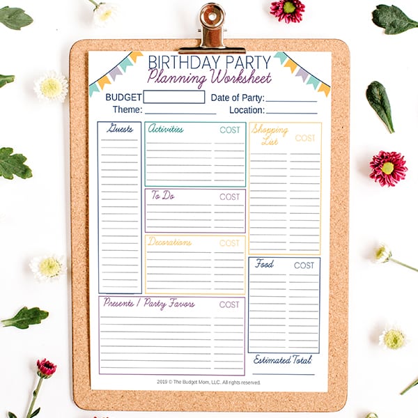 Birthday Party Planning Worksheet | The Budget Mom